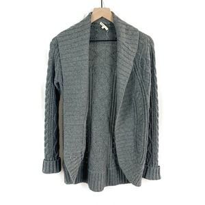 Vince Gray Alpaca Wool Cable Knit Open Cardigan